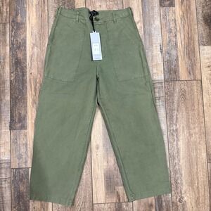 Cristina Lei Green Wide Leg Utility Pants Made in Italy Cotton 10754 Womens S